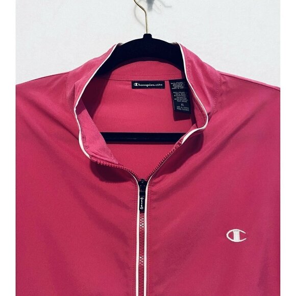 Vintage Champion Elite Womens Full Zip Windbreaker Jacket Pink Pockets XL - Picture 2 of 7